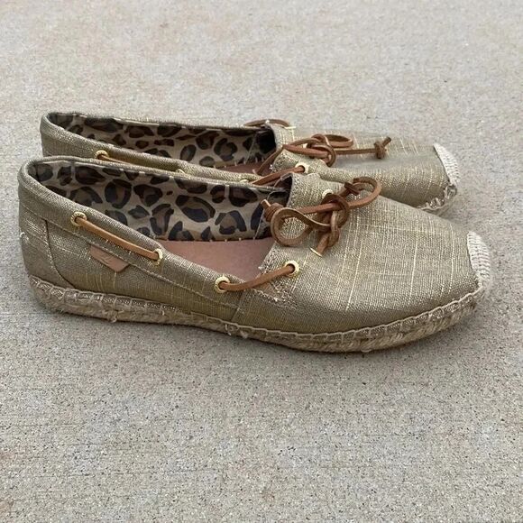 Sperry Topsider Gold Fabric Shoes - Picture 1 of 10